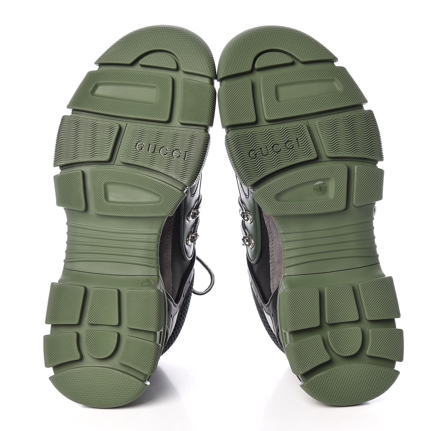 Gucci X SEGA Mesh Suede Calfskin Mens Flashtrek Sneakers 9 Loess Black Olive Green 5 of 8
