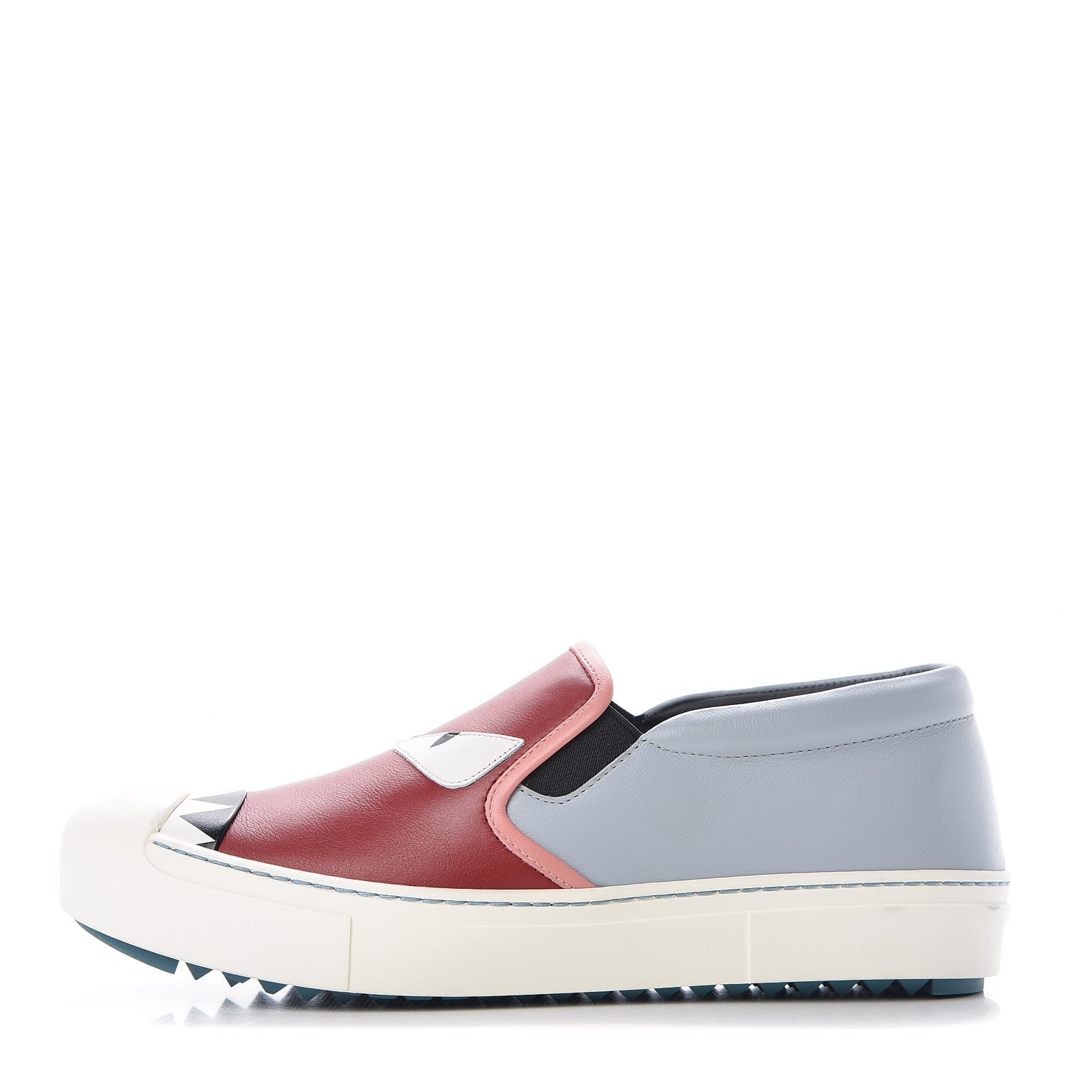Fendi Vitello Elite Monster Bug Slip On Sneakers 39.5 Ribes Grigio Bois de Rose 1 of 17