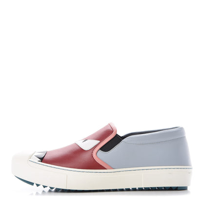 Fendi Vitello Elite Monster Bug Slip On Sneakers 39.5 Ribes Grigio Bois de Rose 1 of 17