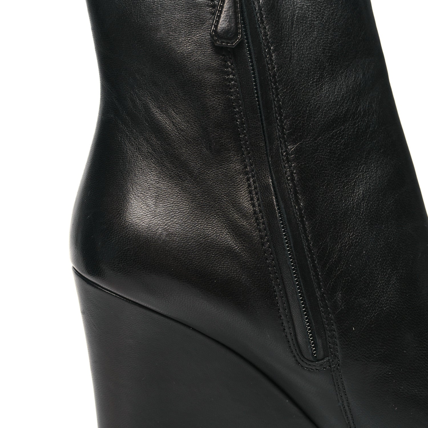 Prada Vitello Wedge Ankle Boots 39.5 Black 9 of 10
