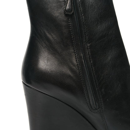Prada Vitello Wedge Ankle Boots 39.5 Black 9 of 10