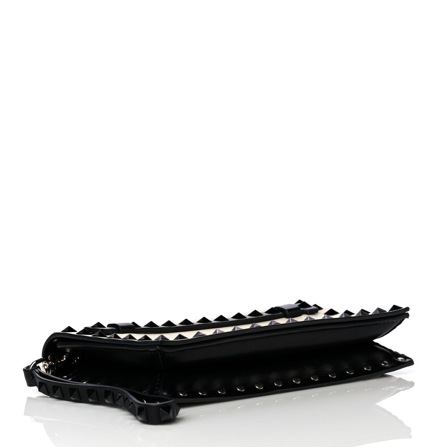 Valentino Garavani Nappa Small Rockstud Wristlet Clutch Light Ivory Black 5 of 10
