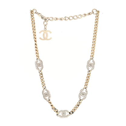 Chanel Crystal Chain CC Link Choker Gold Silver 3 of 5