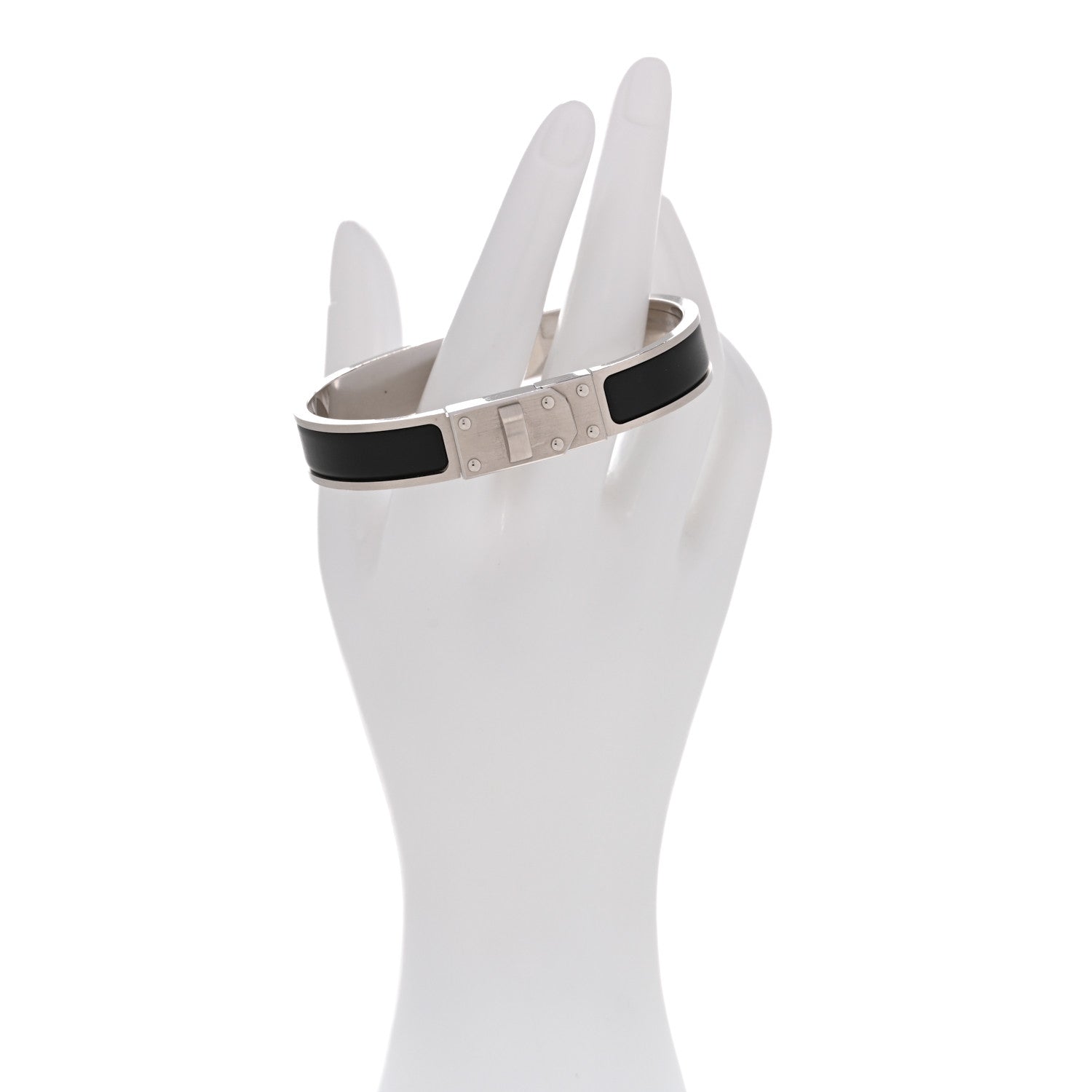 Hermes Matte Enamel Mens Kelly Bracelet T6 Black 2 of 5