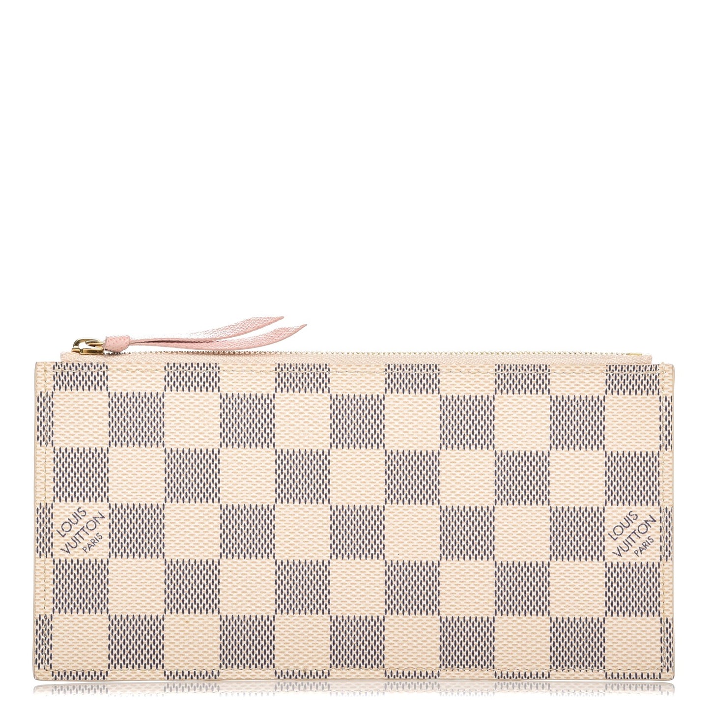 Damier Azur Felicie Chain Wallet Zippered Insert Rose Ballerine