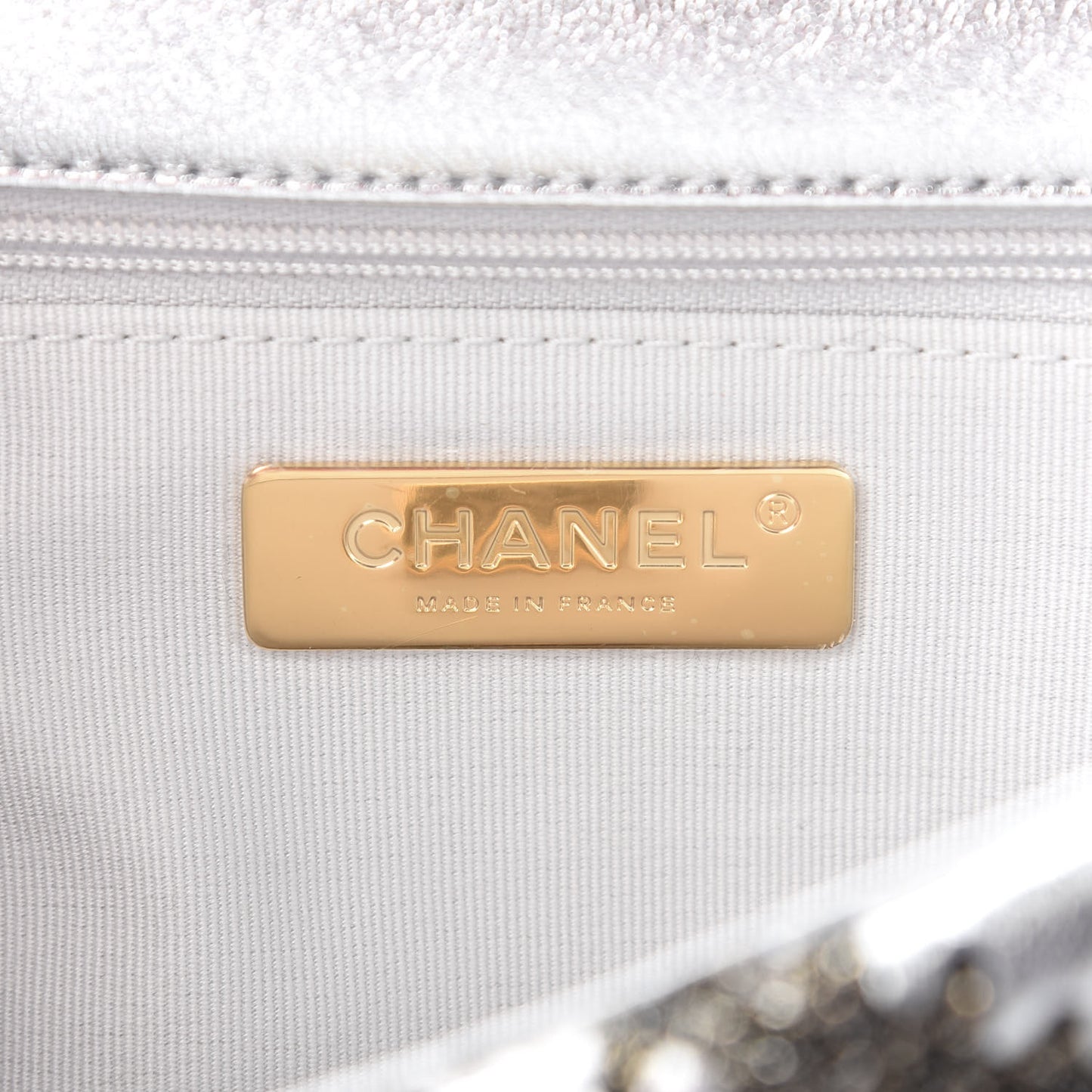 Metallic Calfskin Crochet Medium Chanel 19 Flap Silver