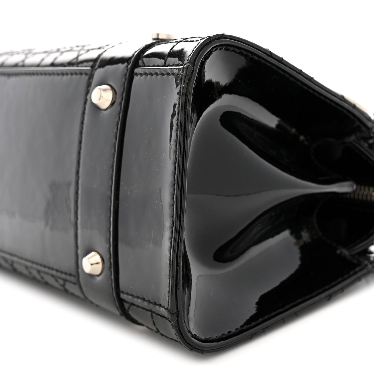 Patent Cannage Stitched East West Lady Dior Black