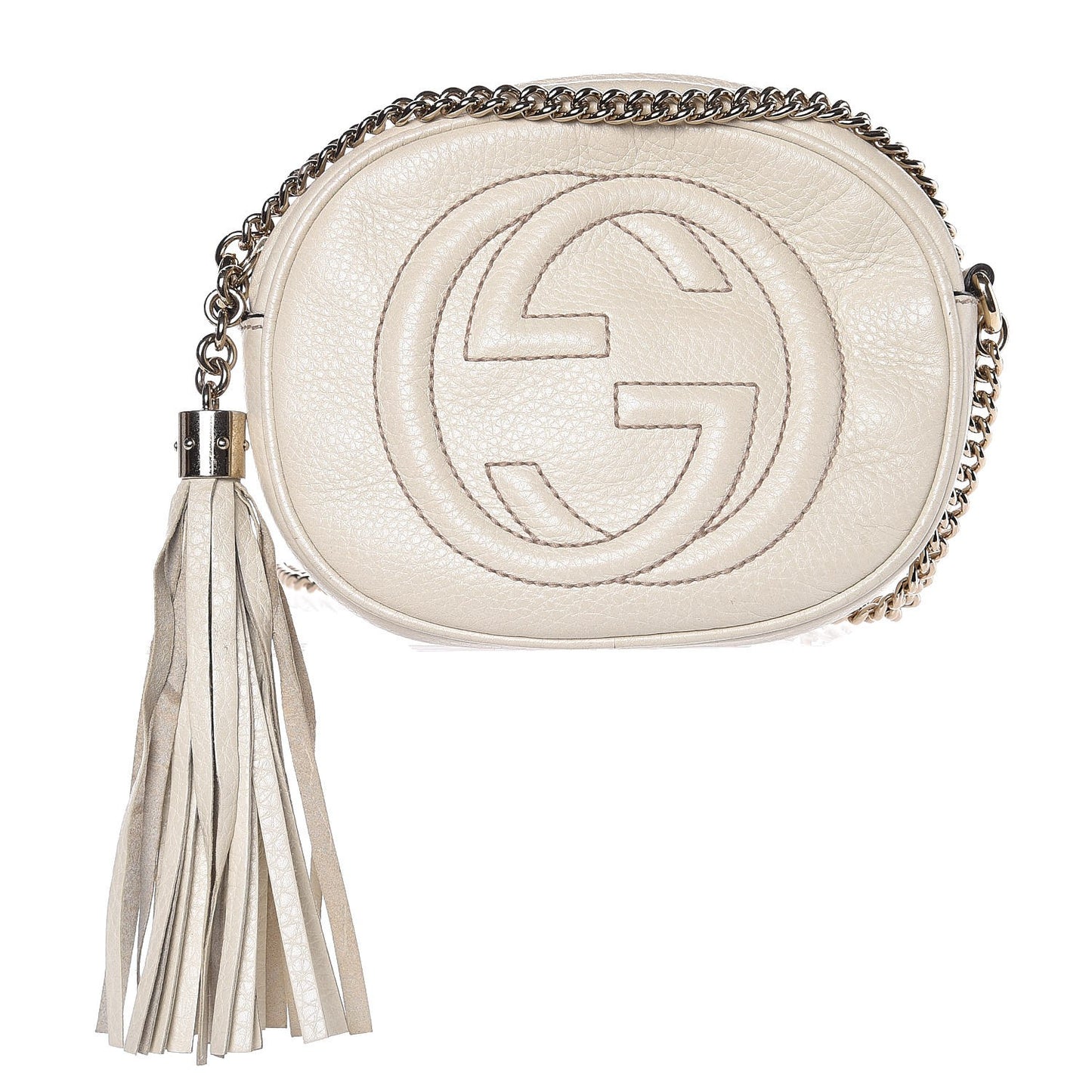Pebbled Calfskin Mini Soho Chain Bag Off White