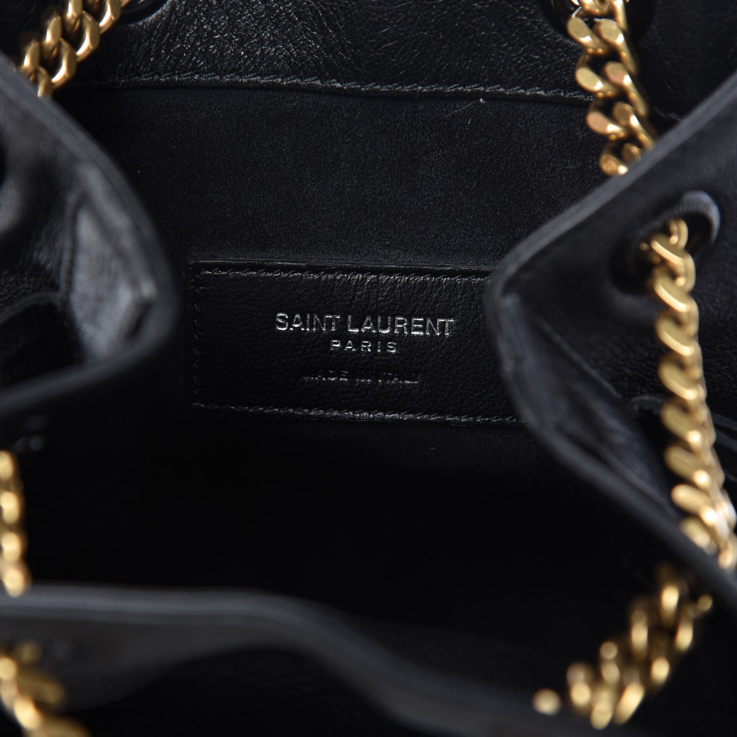 Calfskin Suede Fringe Baby Emmanuelle Bucket Black