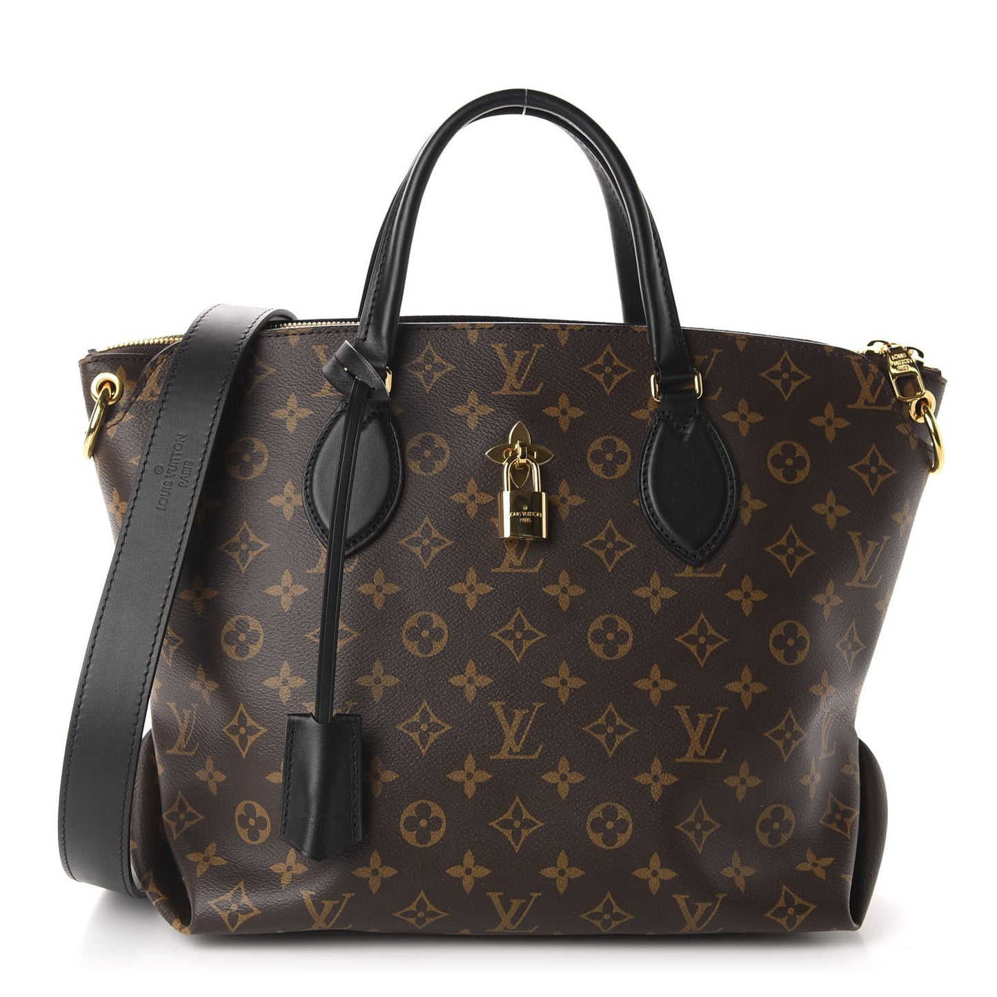 Monogram Flower Zipped Tote MM Black