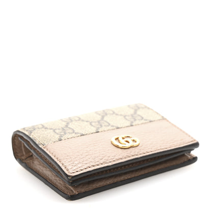 Gucci Dollar Calfskin GG Supreme Monogram GG Marmont Card Case Porcelain Rose Beige Ebony 4 of 8
