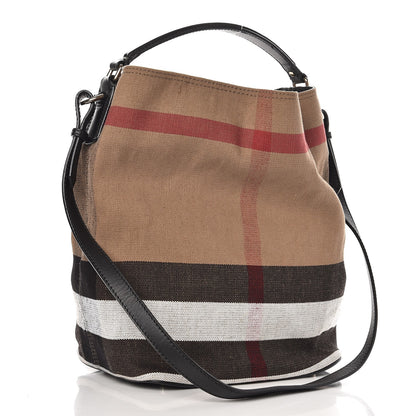 Burberry Canvas Mega Check Medium Ashby Hobo Black 3 of 7