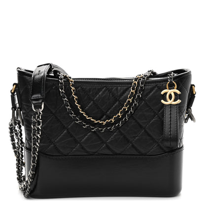Chanel Aged Calfskin Quilted New Medium Gabrielle Hobo Black 1 of 9