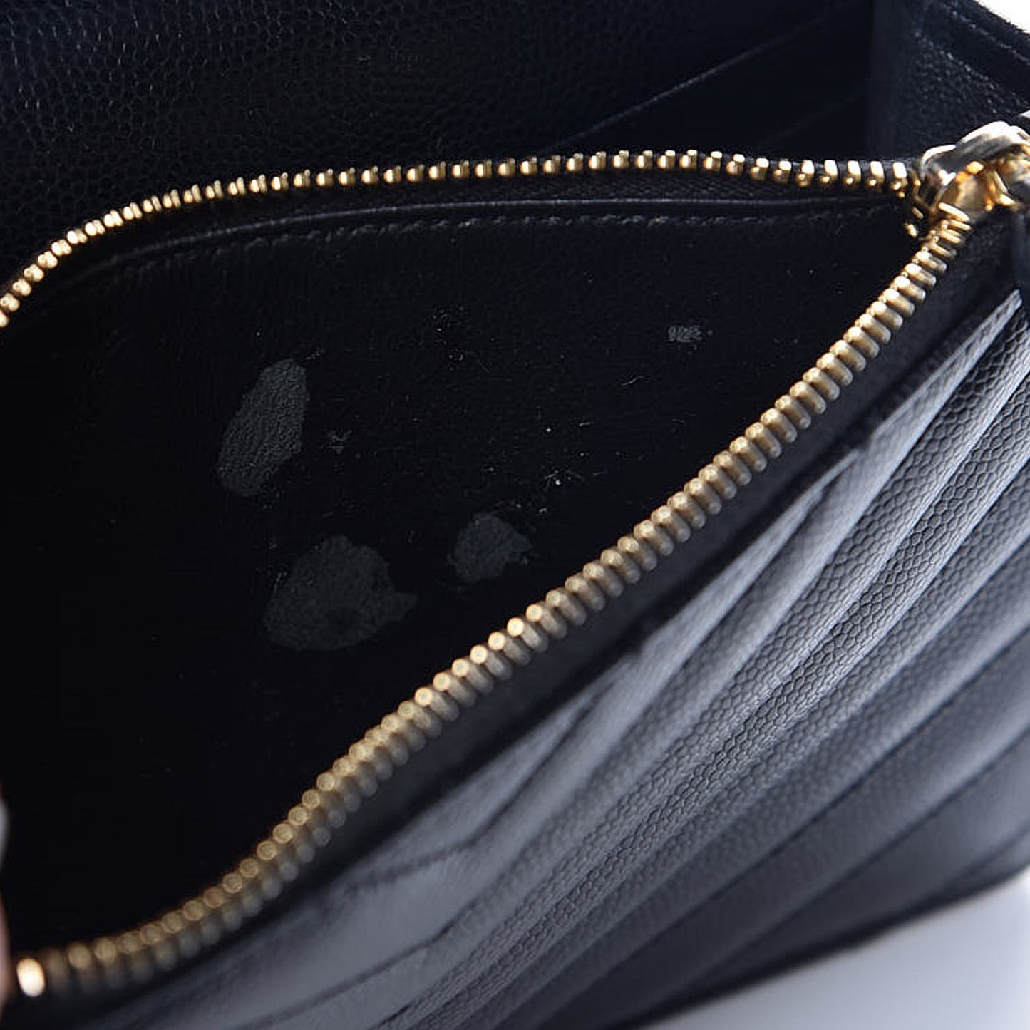 Grain De Poudre Matelasse Chevron Monogram Envelope Chain Wallet Black