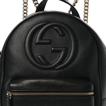 Gucci Pebbled Calfskin Soho Chain Backpack Black 7 of 9