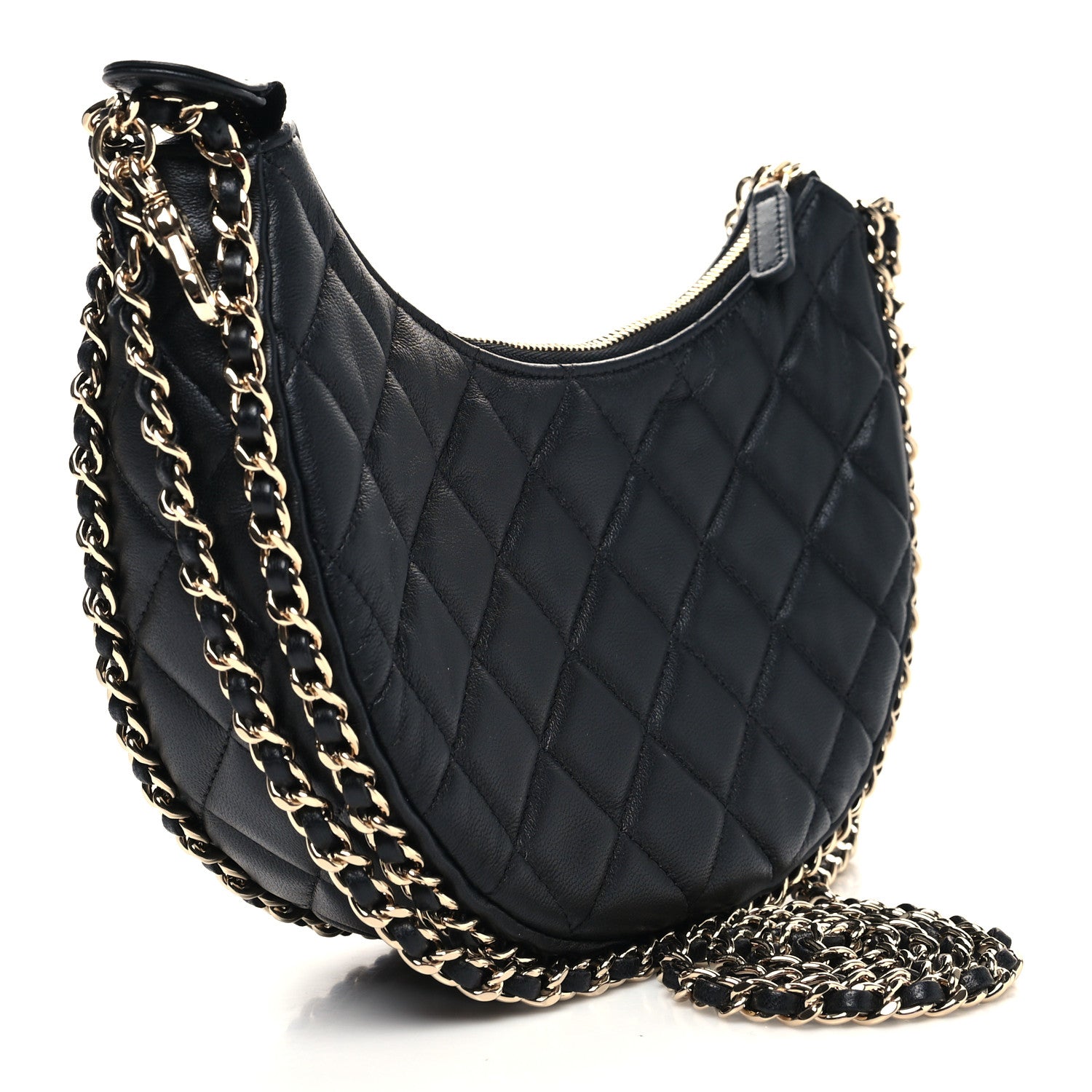 Chanel Lambskin Quilted Small Hobo Bag Black 3 of 10