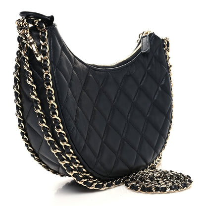 Chanel Lambskin Quilted Small Hobo Bag Black 3 of 10