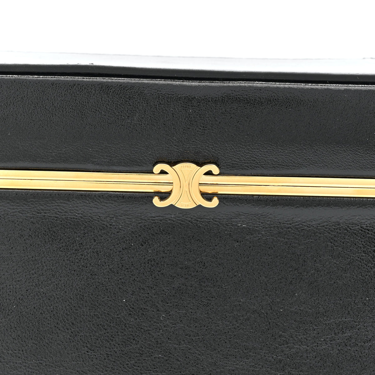 Celine Glossy Lambskin Vanity Frame Rectangle Bag Black 8 of 10