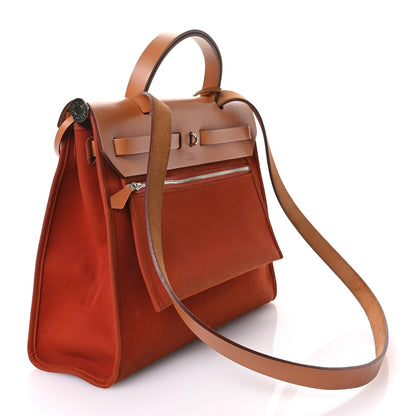 Hermes Toile Vache Hunter Herbag Zip 31 PM Rouge Tomate Natural 4 of 11