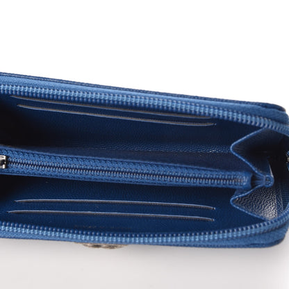 Chanel Caviar Quilted Boy Small Zip Around Wallet Blue 5 of 9