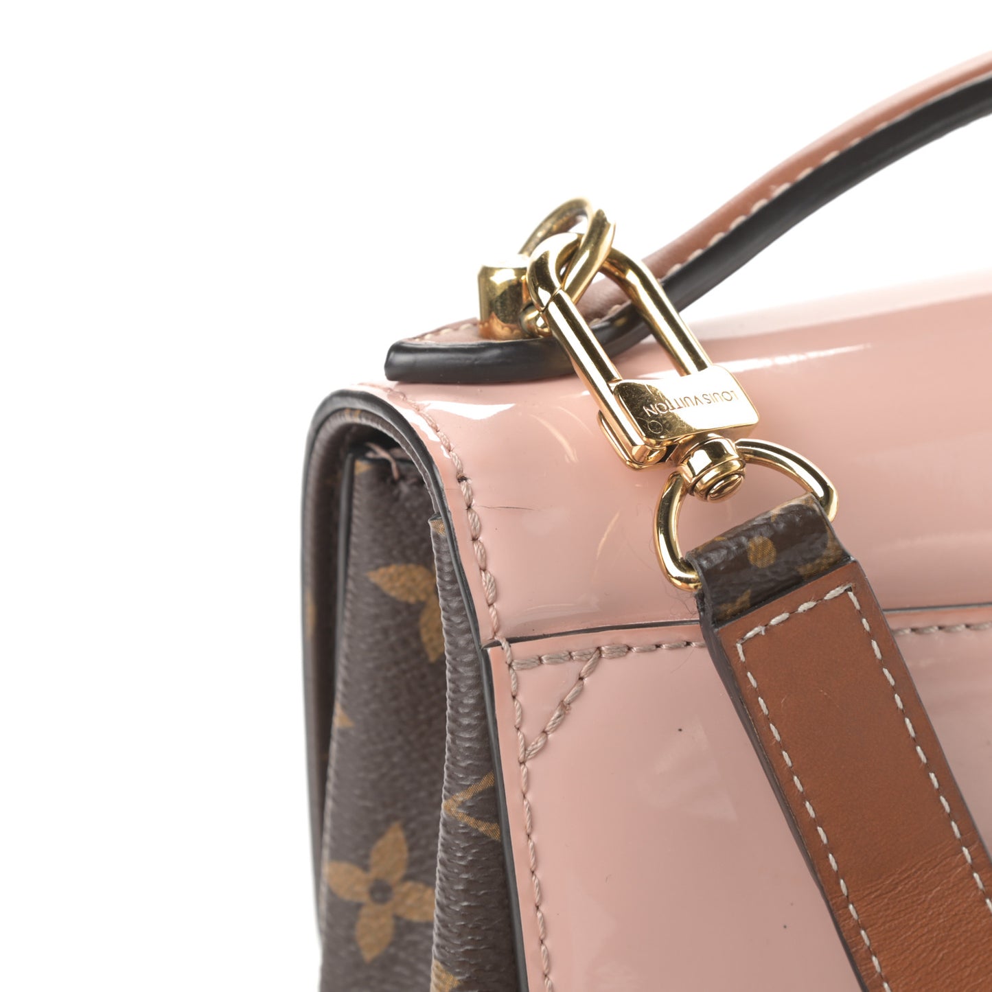Patent Calfskin Monogram Cherrywood BB Rose Ballerine