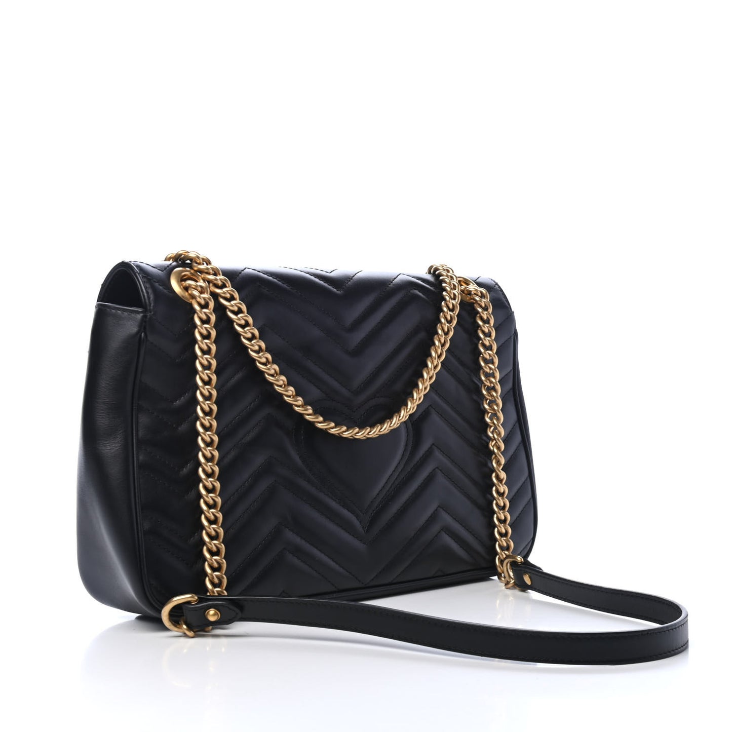 Calfskin Matelasse Medium GG Marmont Shoulder Bag Black