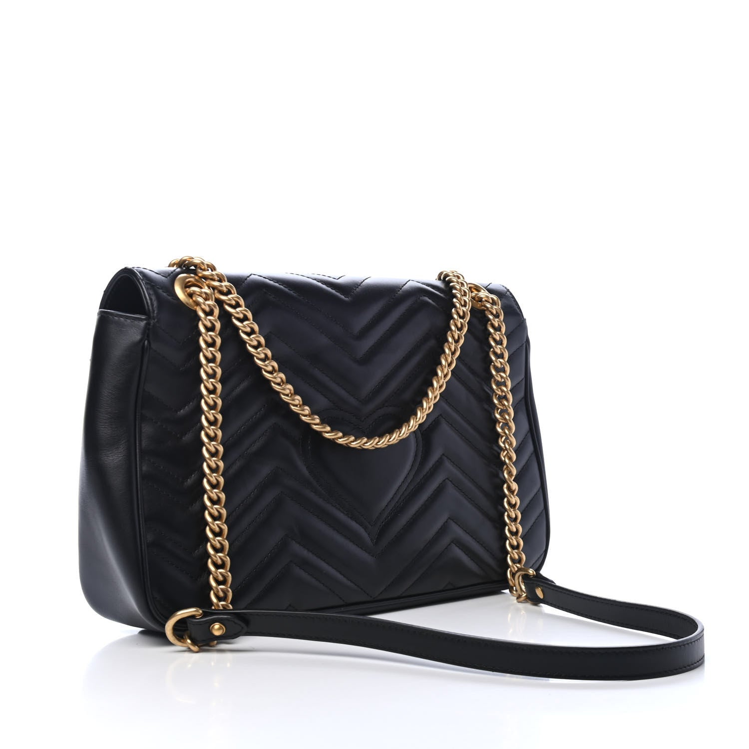 Gucci Calfskin Matelasse Medium GG Marmont Shoulder Bag Black 2 of 4