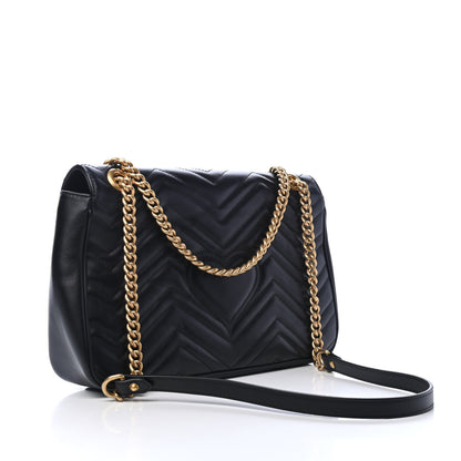 Gucci Calfskin Matelasse Medium GG Marmont Shoulder Bag Black 2 of 4