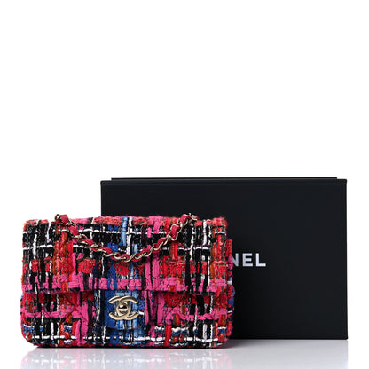 Chanel Tweed Quilted Mini Rectangular Flap Red Pink Black 10 of 10