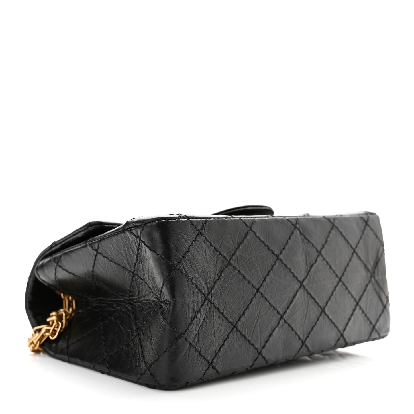 Aged Calfskin Quilted 2.55 Reissue Mini Flap Black