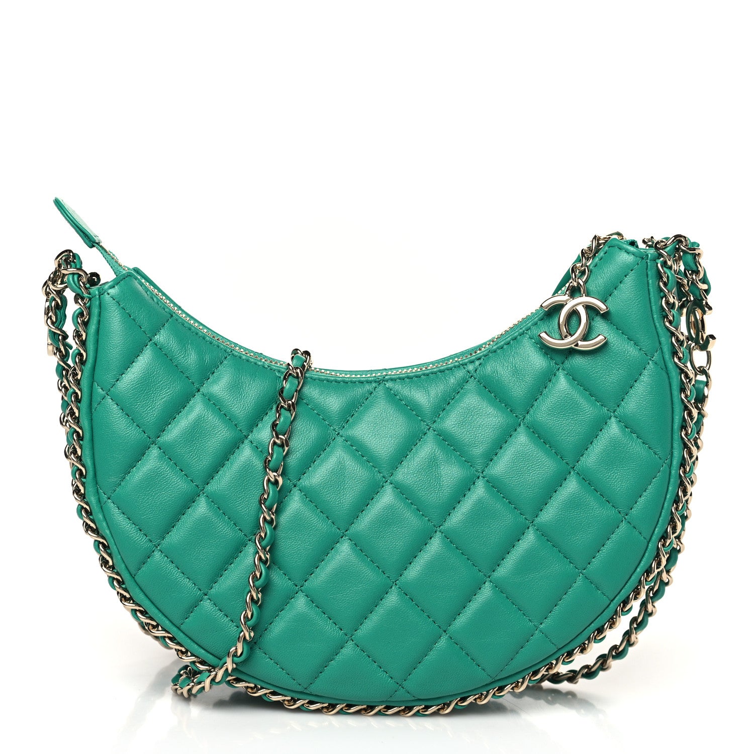 Chanel Lambskin Quilted Small Hobo Bag Green 1 of 9