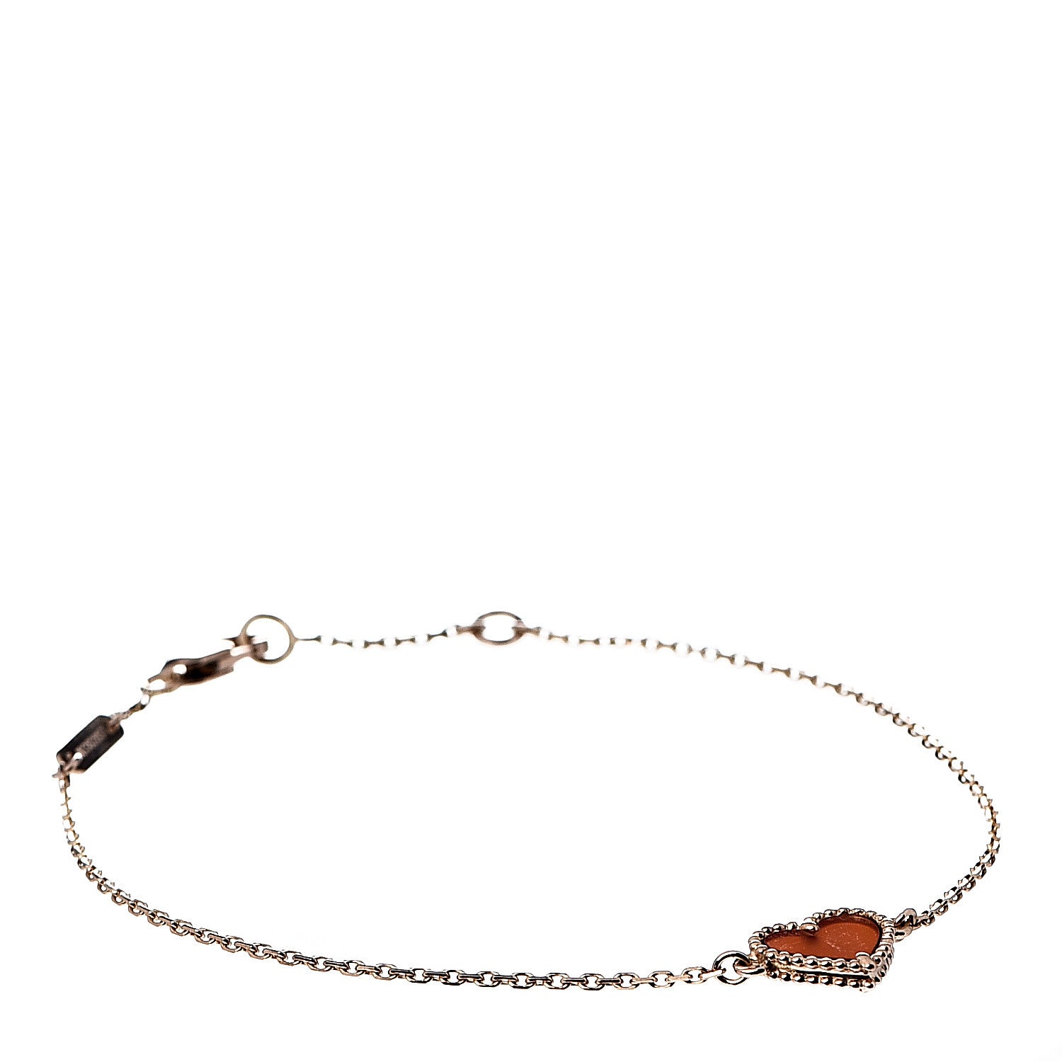 Van Cleef & Arpels 18K Rose Gold Carnelian Sweet Alhambra Heart Bracelet 1 of 6