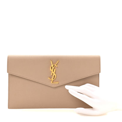 Saint Laurent Grain De Poudre Uptown Pouch Dark Beige 2 of 8