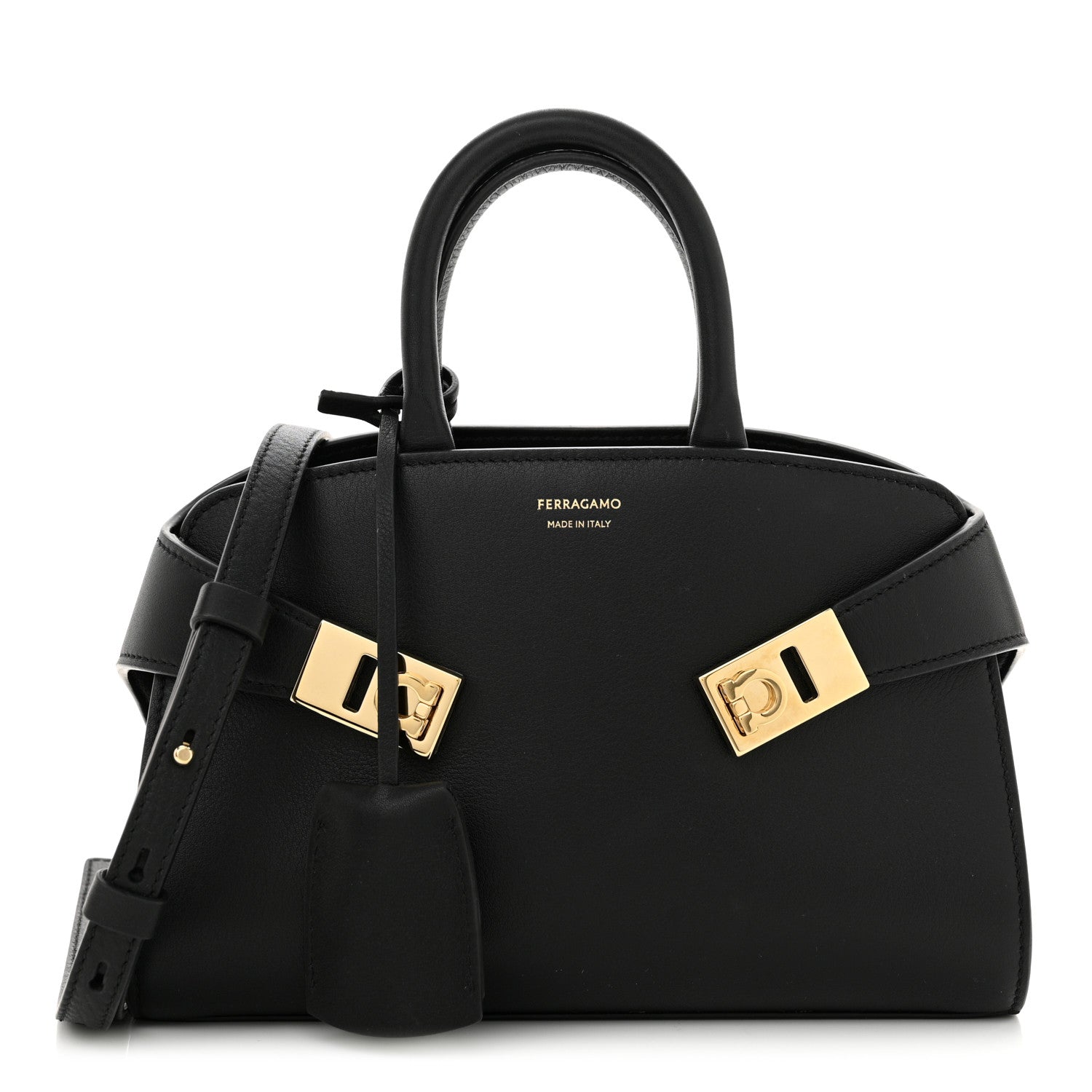 Salvatore Ferragamo Calfskin Mini Hug Bag Black 1 of 13