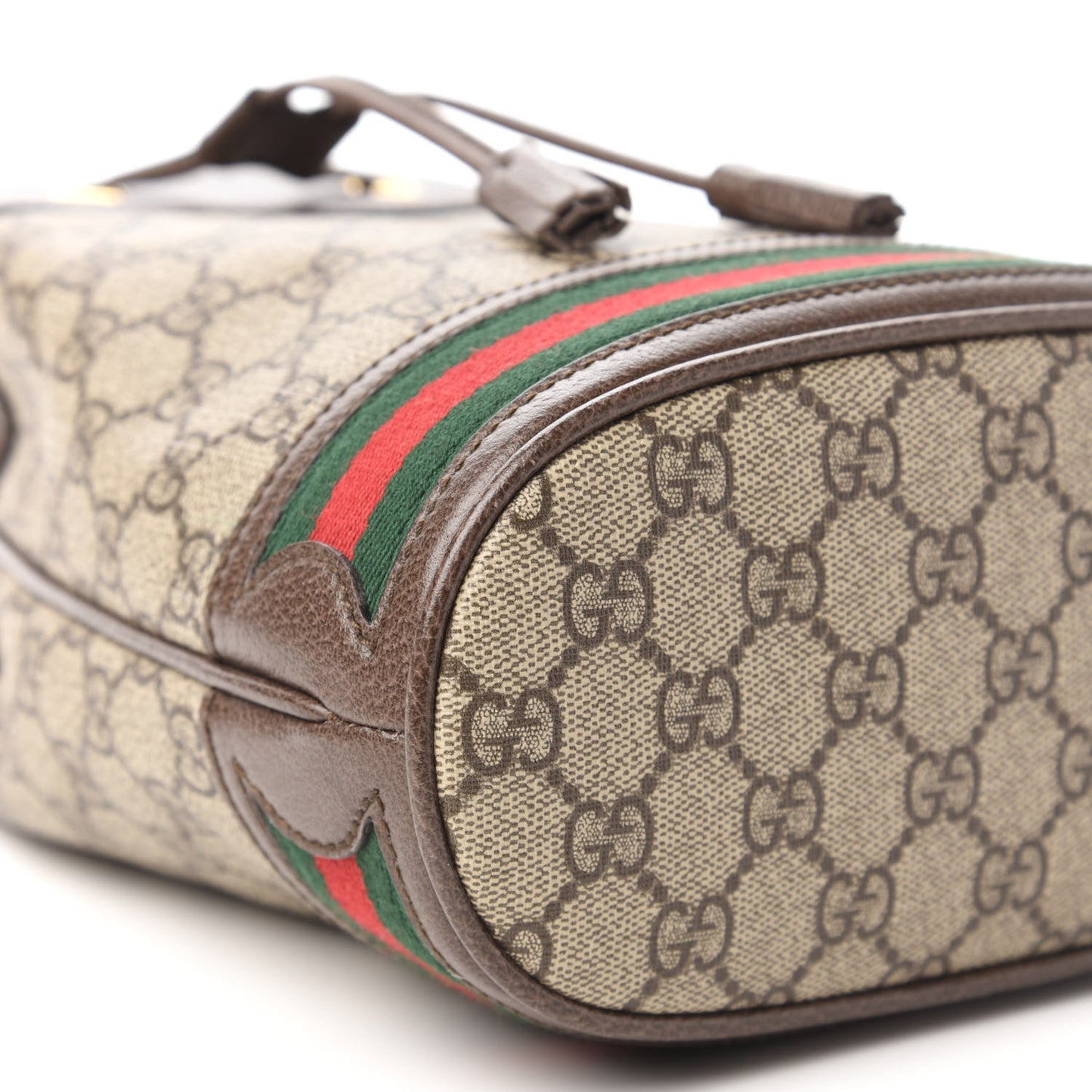 GG Supreme Monogram Web Small Ophidia Bucket Bag Brown