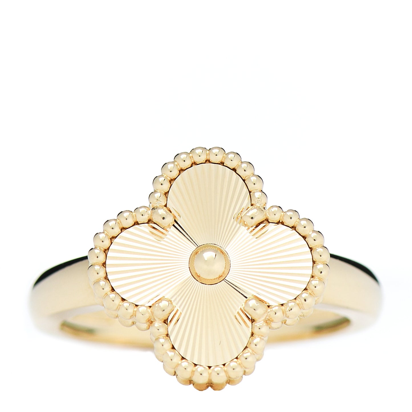 18K Yellow Gold Guilloche Vintage Alhambra Ring 58 8.25