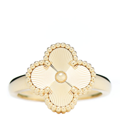 Van Cleef & Arpels 18K Yellow Gold Guilloche Vintage Alhambra Ring 58 8.25 1 of 6
