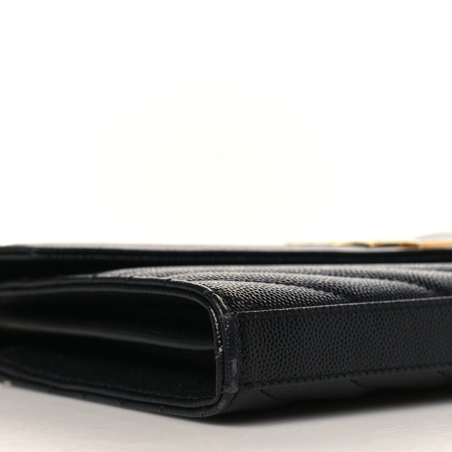 Saint Laurent Grain De Poudre Matelasse Chevron Monogram Chain Wallet Black 8 of 10