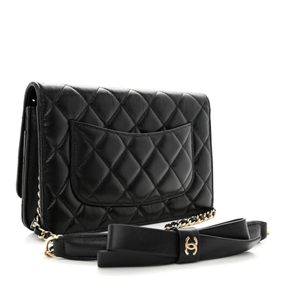 Chanel Lambskin Quilted Coco Bow Wallet On Chain WOC Black 3 of 11
