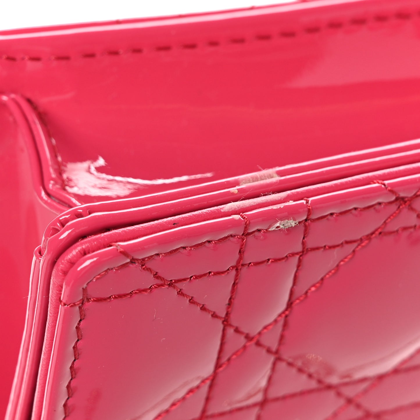 Patent Cannage Lady Dior Convertible Clutch Fuchsia