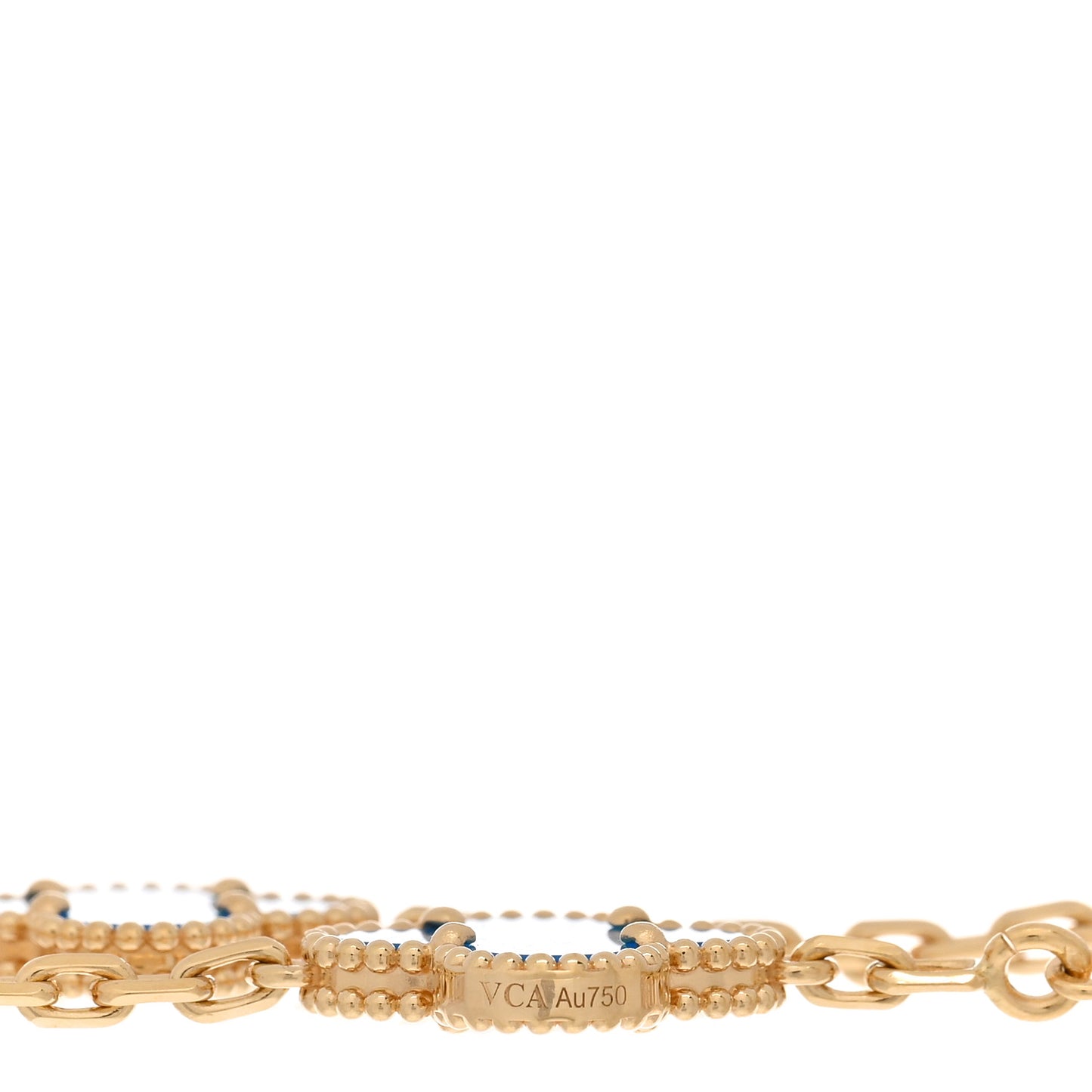 18K Yellow Gold Blue Agate 5 Motifs Vintage Alhambra Bracelet