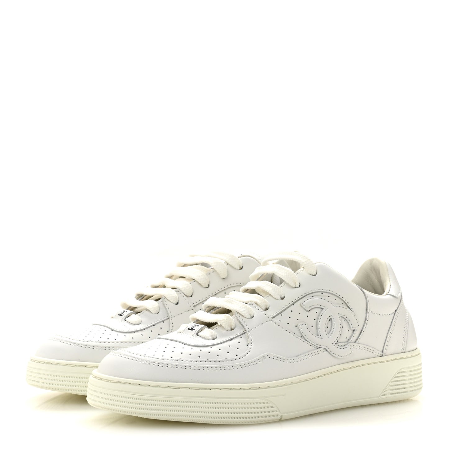 Calfskin CC Womens Sneakers 38 White