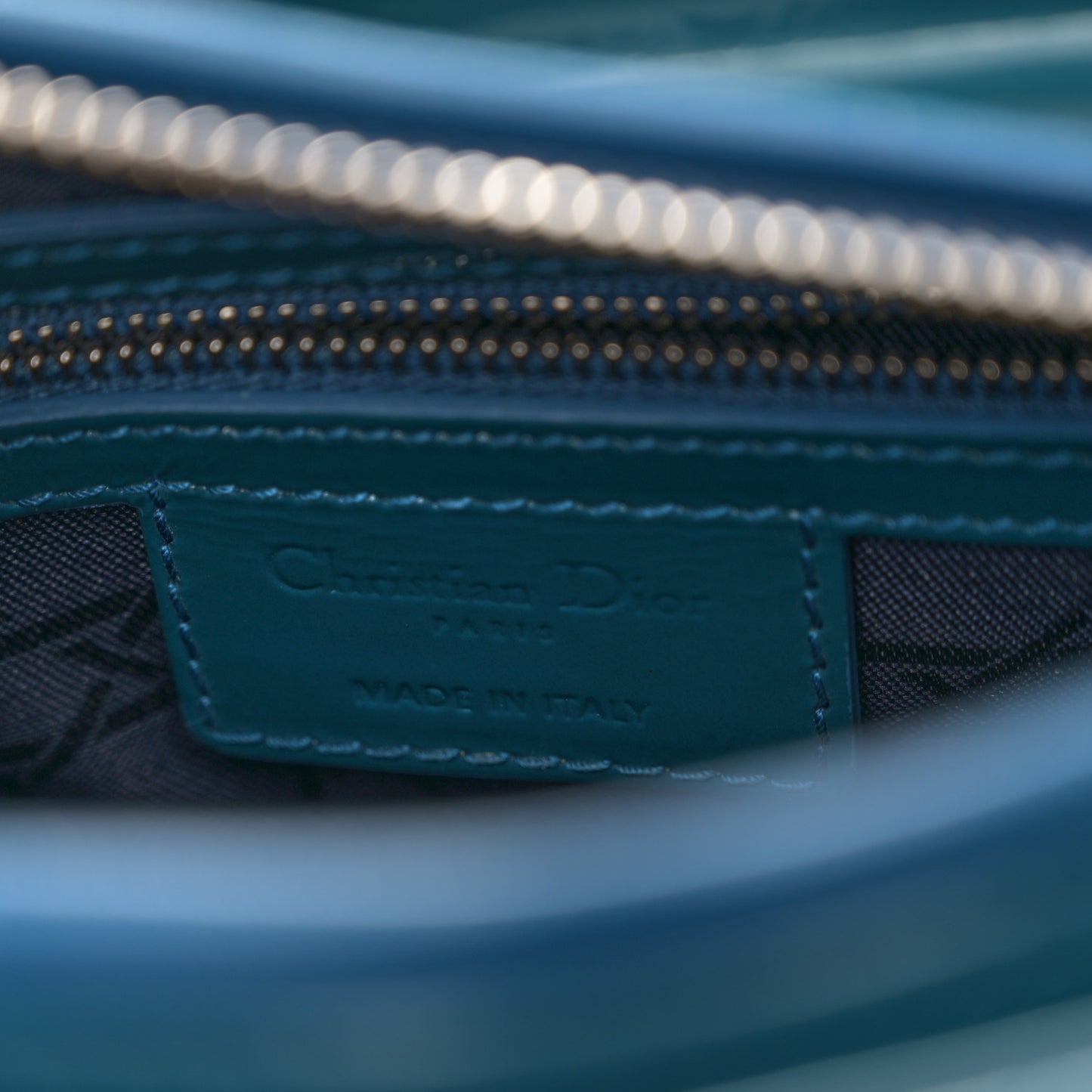 Patent Cannage Medium Lady Dior Blue