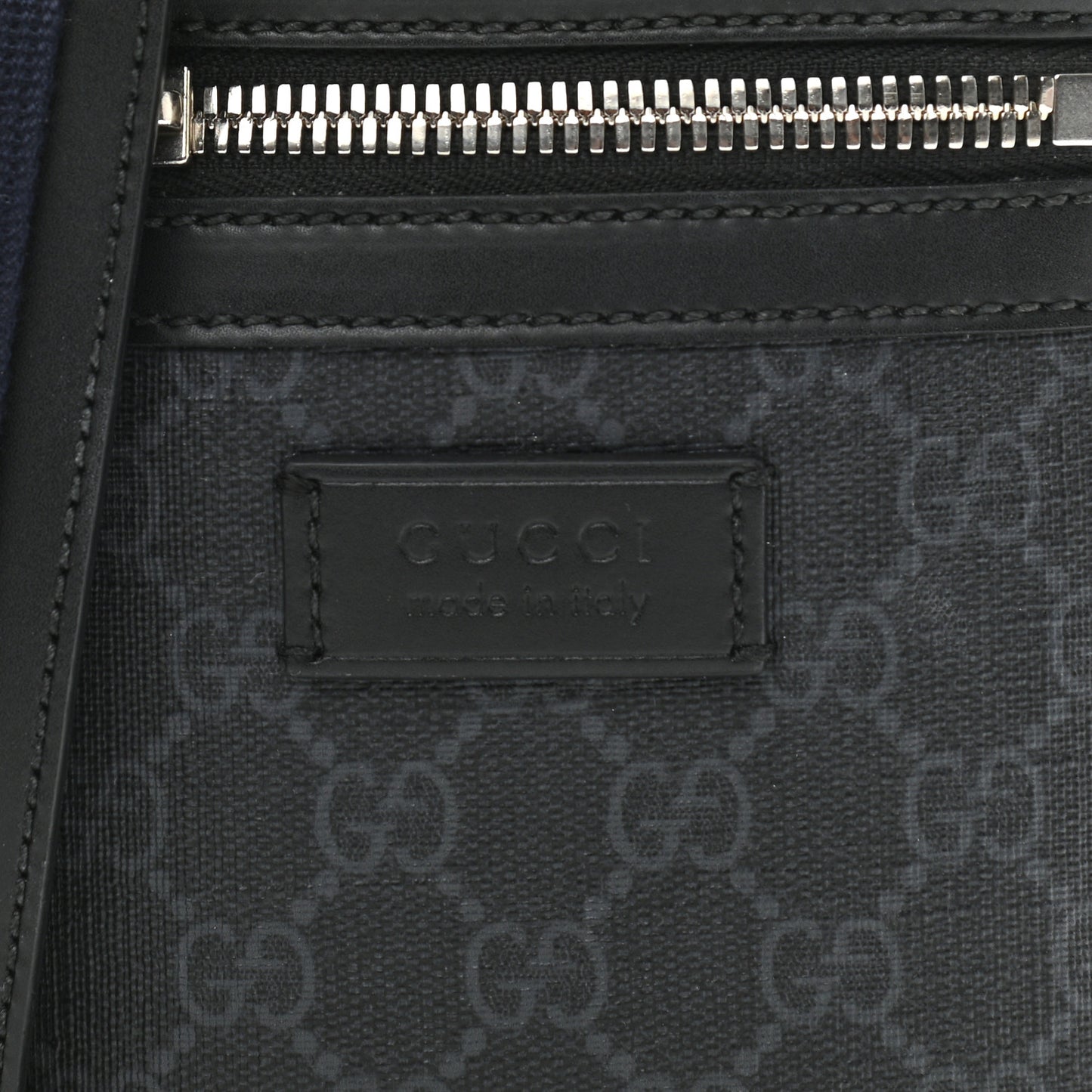 GG Supreme Monogram Appia Calfskin Web Small Camera Messenger Bag Black Grey