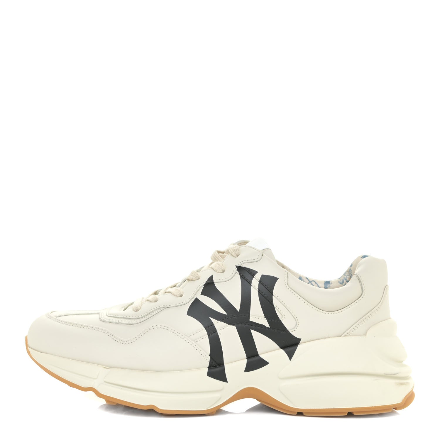 Gucci X MLB Calfskin NY Yankees Mens Rhyton Sneakers 8 Mystic White 1 of 15