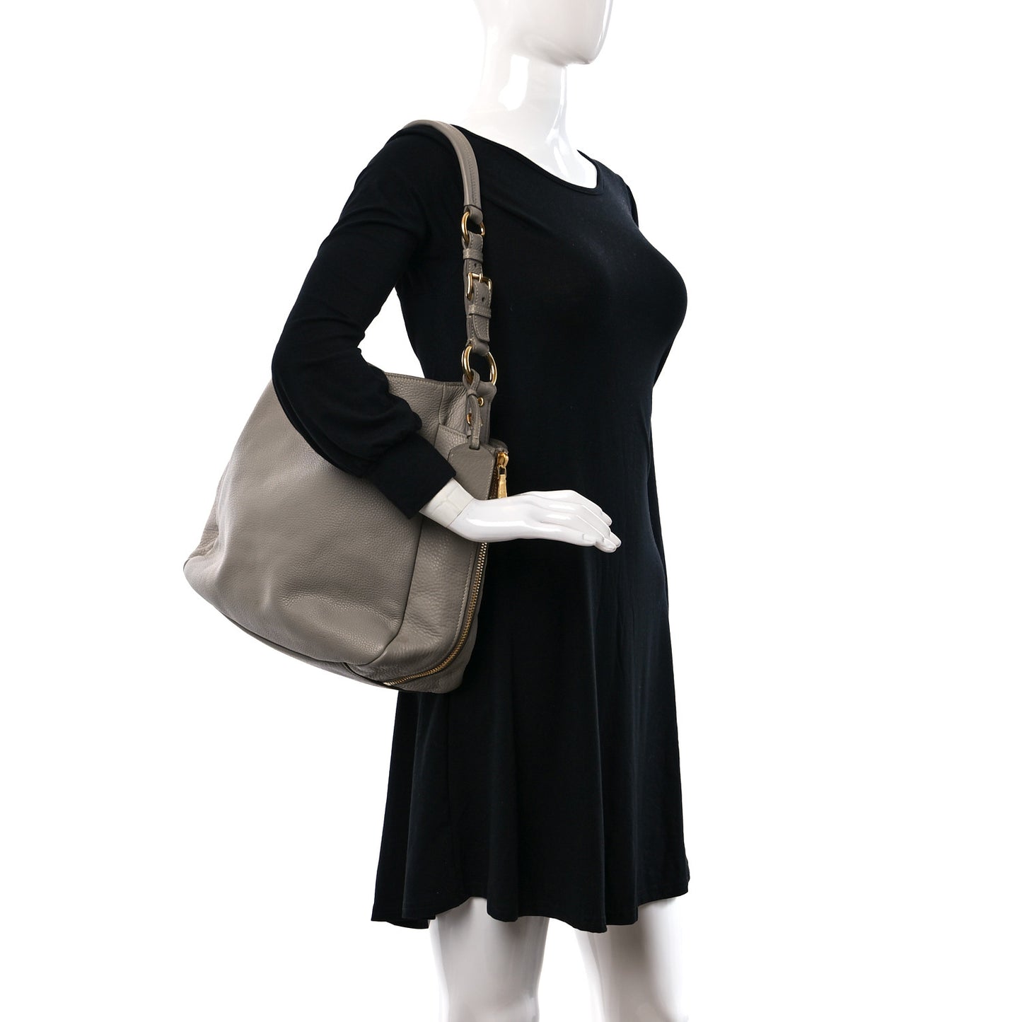Vitello Daino Side Zip Pocket Hobo Argilla