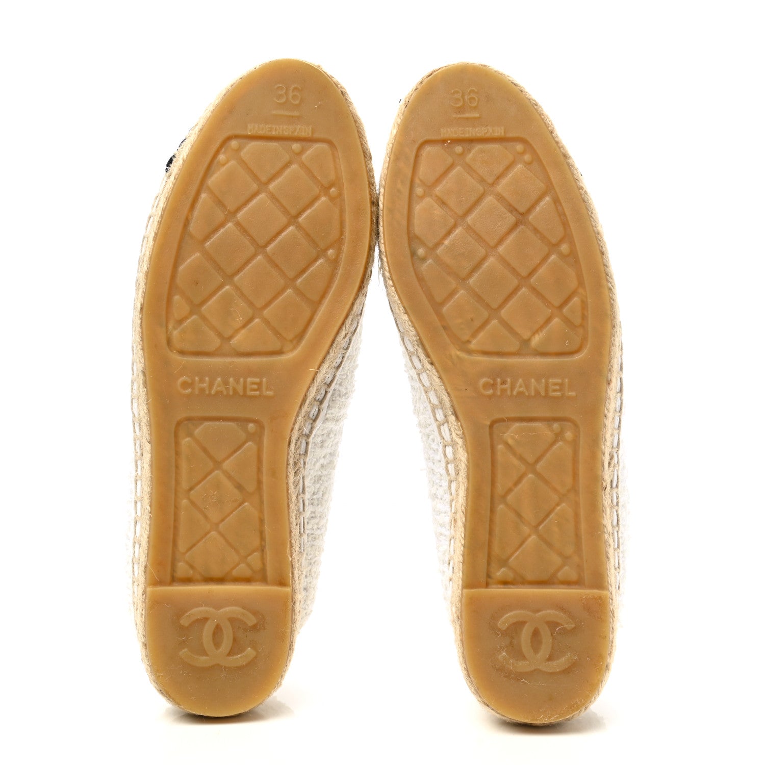 Chanel Tweed Grosgrain CC Espadrilles 36 White Black 5 of 10