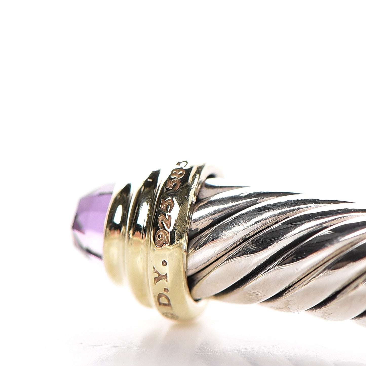 Sterling Silver 14K Yellow Gold Amethyst 5mm Cable Classics Petite Color Bracelet