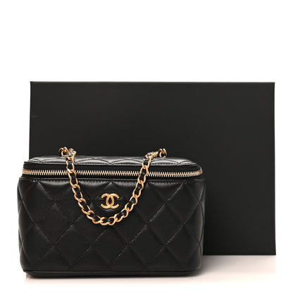 Chanel Lambskin Quilted Pearl Crush Small Vanity Case With Chain Black 11 of 11