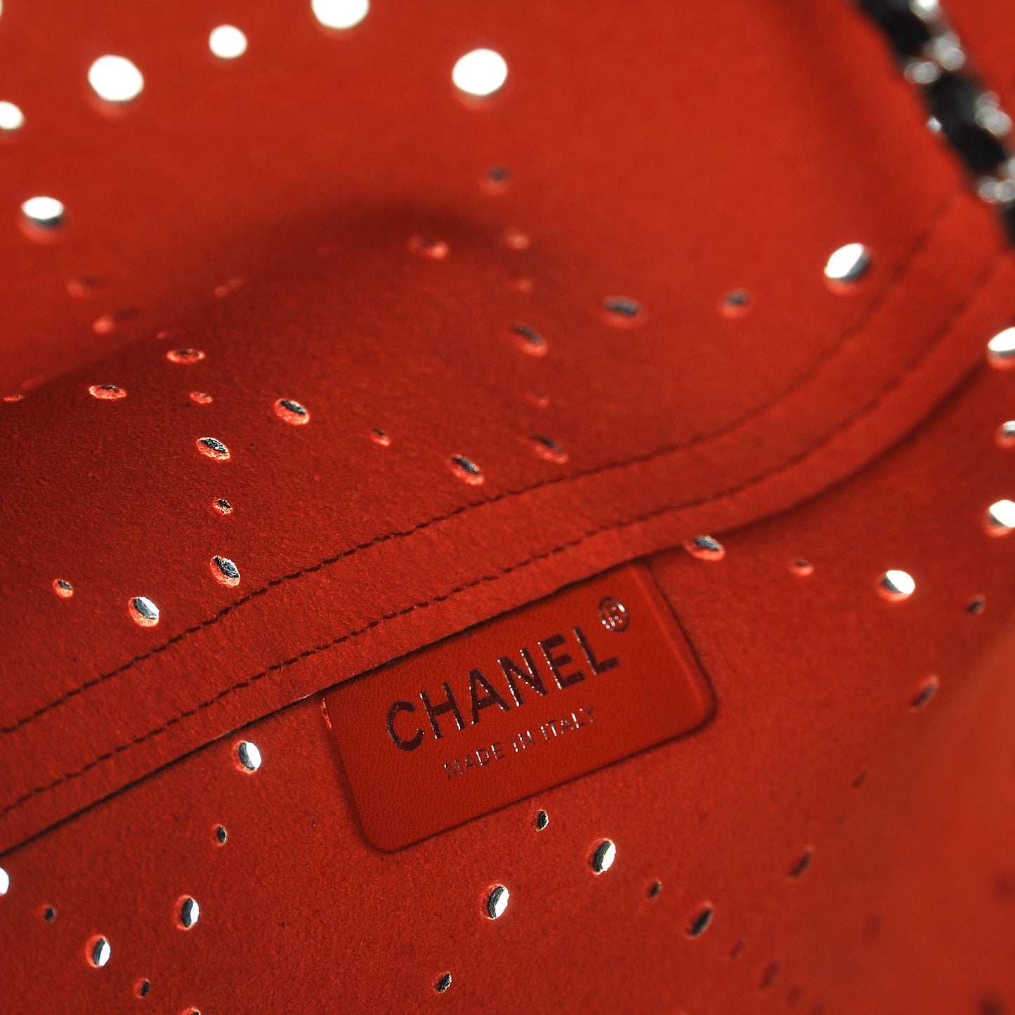 Caviar Perforated Drawstring CC Bag Black Orange